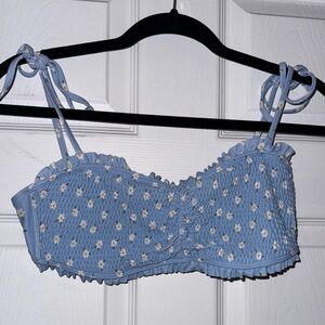 Hollister Blue Smocked Bikini Top